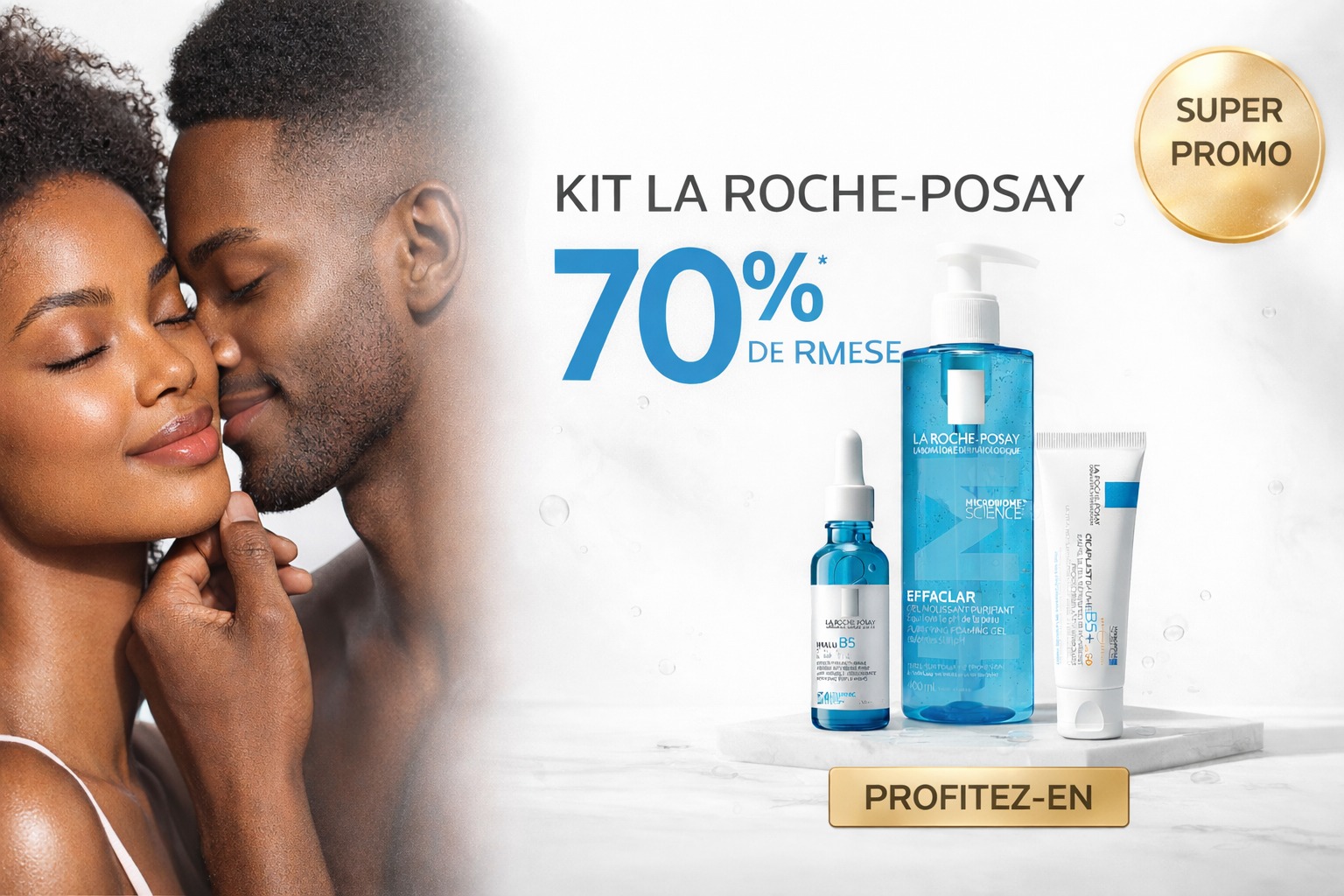 Kit La Roche-Posay 70% de remise. Hyalu B5, Effaclar Gel Moussant Purifiant, Cicaplast Baume B5+. Profitez-en.